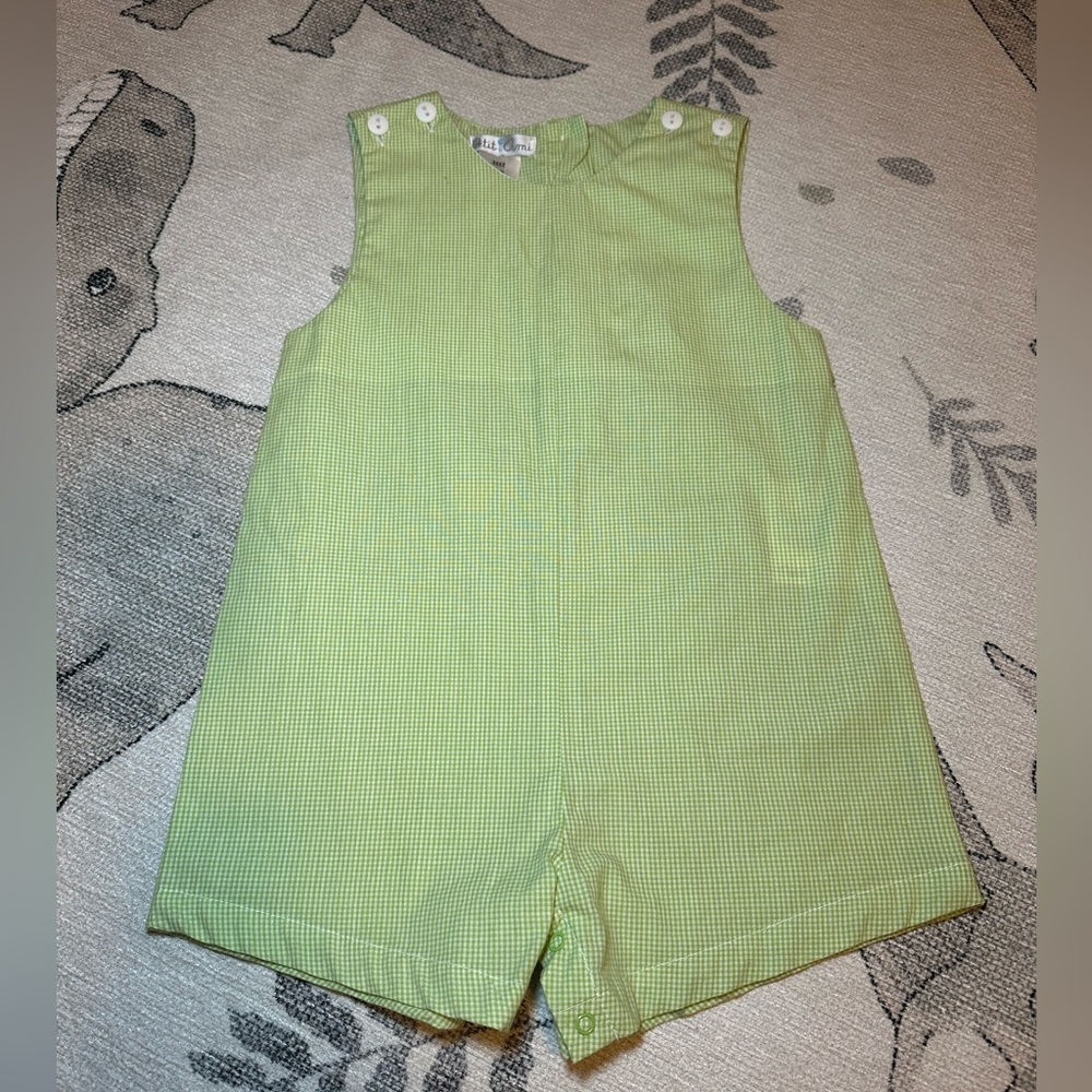 Petit Ami Green Checkered Kids Romper - cute for Easter